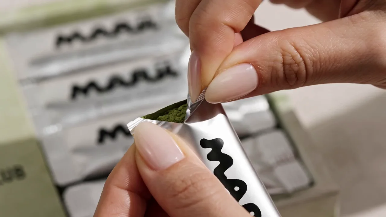 Tear — Snip the stick and tip 2 grams of stone-ground matcha into your bowl or glass.